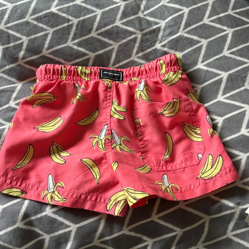 SurfCuz Swim Boys Coral Banana Print  Swim Trunks Shorts Size 2T